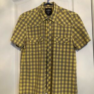 H & M Dress Shirt -yellow and grey checkered print Size M